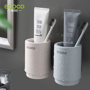 Tumblers Ecoco Wall Mount Escova de Dentes Suporte de Copo Ímã Suporte de Escova de Dentes Palha de Trigo Saudável para Casa Acessórios de Banheiro