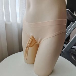 Men's Ice Silk Underwear Sexy Traceless Egg Wrap With JJ Set Low Waist Bag T-Shaped Pants 709393