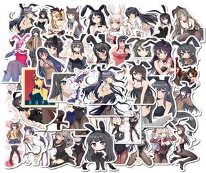 50 pçslote japão anime sexy dos desenhos animados coelho menina adesivos para snowboard portátil bagagem geladeira diy estilo vinil decoração de casa stickers8773895