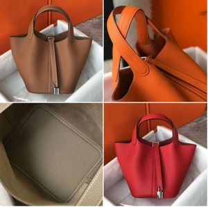 Fashion Classic Designer Handbag Lock Leather Tote Bag Basket Bucket Togo Leather for Women Picotin Handbag Luxury Custom äkta Cowhide Shoulder Bags S3G