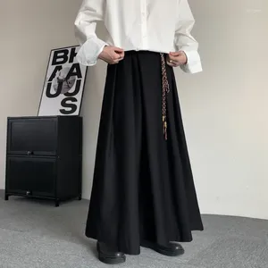 Mäns byxor män japan harajuku streetwear mode lös casual vintage bred ben kjol kvinnor mörk svart gotisk kimono harem