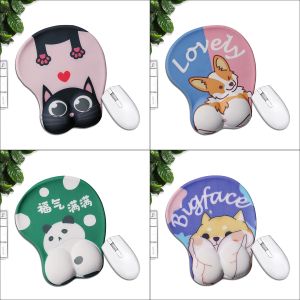Pads Cute Corgi Dog 3D Mouse Pad Ergonomic Soft Silicon Gel Anime Mousepad With Wrist Support Mouse Mat For Girls Gift