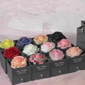 Dekorativa blommor Mors dag gåva Unfade Flower Eternal Rose Jewelry Box på 100 språk Jag älskar dig halsbandsbröllop för flickvän