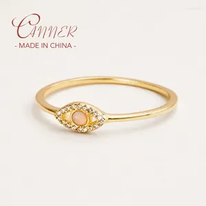 Кольца кластера CANNER Изысканное серебро S925, свадебное кольцо для женщин в форме глаза, опал, золотое кольцо на палец, ювелирные изделия, подарки для пары Bague