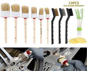Care Products 591112Pcs Car Detailing Brush Kit Natural Boar Hair Auto Tire Wheel Hub Rim Interior Air Vents Grille Cleaning To3370622