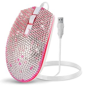 Mice Lovely Rhinestone Wired Optical Mouse Mute Corded Mouse for Birthday Valentines New