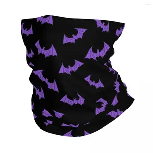 Bandanas Cute Spooky Halloween Bats Black And Purple Bandana Neck Gaiter For Ski Camping Women Men Wrap Scarf Balaclava Warmer