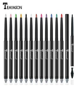 Mode Dual Ended Eye Shadow Liner Pench med svamp 12 färger Glitter Eyes Makeup Waterproof Long Lasting Matte Eyeliner7356670