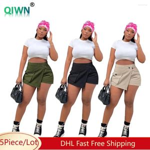 Kvinnors shorts 5pcs bulk grossist oregelbundna kjolar kvinnor casual botton pocket mini kvinnlig hög streetwear solida korta byxor 9665