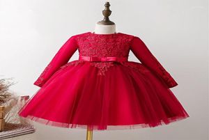 赤ちゃんの赤ちゃんのプリンセスドレス1年生の誕生日Vestido Red Lace Infant Ball Gown Christening Party Dress Newborn Courdes128368488