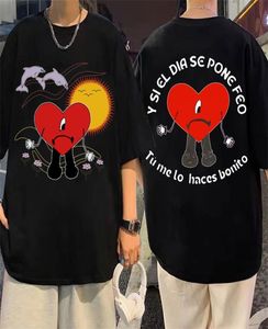 bad bunny un verano sin tiミュージックアルバムtshirts y si el dir se pone feo tu me lo haces bonito love yeasグラフィックプリントTシャツmen 228047955