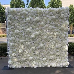 Decorative Flowers Wedding Decor 3D Artificial Flower Wall Silk Rose Backdrop Decoration Panel Home Floral Background 2024302