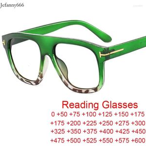 Sunglasses Fashion Square Women Reading Glasses T Brand Designer Anti Blue Light Green Leopard Eyeglasses Oversized Computer