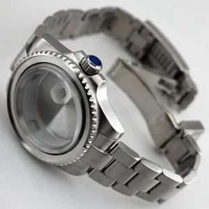 Custodia in vetro zaffiro da 40 mm per ETA 2836 Mingzhu 2813 3804 Miyota 82 Cassa per orologio in acciaio inossidabile argento per orologio da uomo P620253B