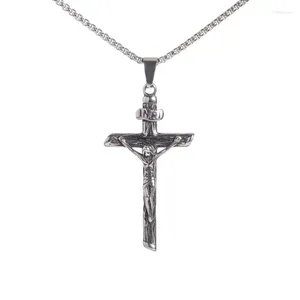 Hänge halsband rostfritt stål Jesus kors halsband män kvinnor mode charm mångsidig bön amulet smycken gåva