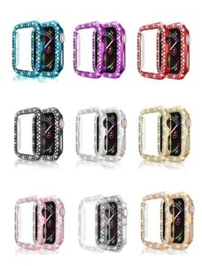 Bling Crystal İki Satır Elmas Tam Koruyucu Kapak Kılıfları PC Smartwatch Apple Watch Iwatch Serisi 6 5 4 3 28145057