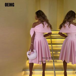 Oeing Pink Short Celebrity Evening Dresses 라인 활 오프 어깨 간단한 공식 행사 이벤트 파티 드레스 플러스 크기 댄스 파티 가운 240227