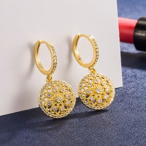 14k Gold Hollow Saplama Küpe Kadın Örgü Kulak Tokası Yuvarlak AROS MUJER OREJA ORECCHINI BIZUTERIA 14 K Sarı Altın Küpe Kutusu 240227