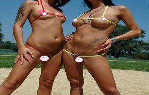 Öppen Crotch Ring Mini Micro Bikini Set Top Thong G String Low Rise Women Sexot Exotic Swimsuit Bathing Beachwear Sunbath Lingerie 14968522