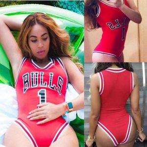 Women039s Bulls Bulls Sports Bikini One Piece Swimsuits Slogan Red Women Bathing Suit 2 Kolory Moda pływać Womenwomen06966289