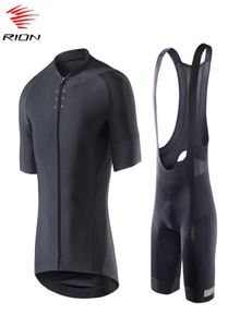 RION MEN SUMMER CARCLING JERSEY مجموعة قصيرة الأكمام جيرسي MTB دراجة جلدة جيل وسادة الدراجات BIB شورتات ROPA CICLISMO HOMBRE3690515