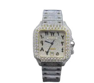 VVS Moissanite Watch Mens Luxury مع شهادة Pass Diamond Tes