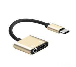 Typ C AUX O -kabeladapter USB Typ C till 35mm hörlursuttag 2 i 1 laddareadapter för typ C -smartphones9706527