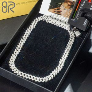 Hot Selling 14mm Vvs Moissanite Cuban Chain Pass Diamond Test Round Brilliant Cut 925 Silver Hip Hop Fine Necklace Jewelry