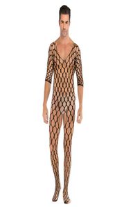 BHs Sets Men039s Crotchless Sexy Dessous Transparent Fishnet Bodysuit Erotische Nylon Bodycon Strümpfe Catsuit Gay Cosplay Sex 5534109