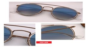 new 2019 SteamPunk Vintage Round Metal Style double bridge Sunglasses Eyewear uv400 glass Lens flash Sun Glasses Oculos De Sol 3641530483