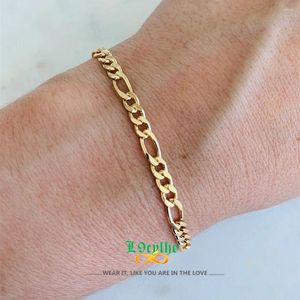 Link Bracelets Silver Gold Plated Figaro Chain Punk Jewelry Stainless Steel Adjustable For Women Men