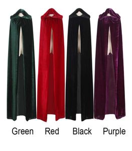 Rolecos adulto bruxa longo roxo verde vermelho preto capas de halloween capuz e capas trajes de halloween para mulher men2519775