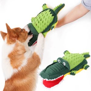 Toys Dog Squeak Peluş Çiğneme Oyuncak Snuffle Mat Sevimli Timsah Yavru Köpekler Etkileşimli Doldurulmuş Oyuncaklar Sıkıntıyı Azaltma Obeziteyi Önleyerek