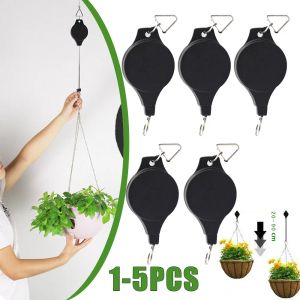 Kits 15 pçs retrátil planta cabide polia pendurado cesta de flores gancho para cestas de jardim vasos ajustável pássaros alimentador cabide