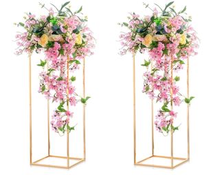 Gold Metal Wedding Flower Stand Floor Vases Flowers Column Stand Road Rack för Wedding Party Event Jubileum