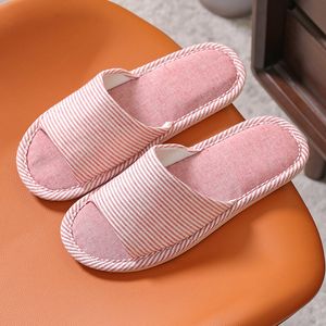 Summer Four and Pinstripe Coppie Male Seasons Female Cotton Linence Flip Flops Flops Flops Pavimenti in legno interno 43 Fe 430 0