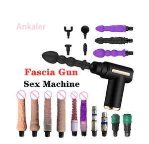 Massaggio Macchina del sesso Orgasmo Spinta Vibratore Dildo Giocattoli del sesso Pistola fasciale Muscolo Rilassamento Accessori per il massaggio del corpo Masturbazione delle donne 8453616