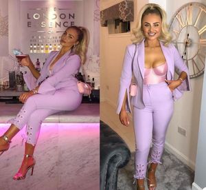 Fashion Purple Women Blazer Suits With Belt Sexy V Neck Formal Office Lady Pants Suit Prom Party Wedding Jacket Pants1898110