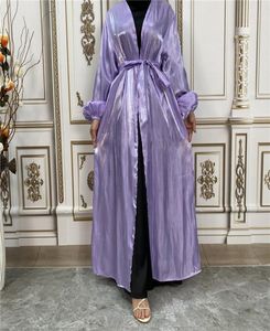 Glänzendes Satin-offenes Abaya-islamisches muslimisches Hijab-Kleid Lose Abayas für Frauen Dubai Türkei Arabische Kimono-Strickjacke Robe Marokko Kaftan4043127