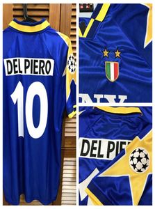 JU 9596 Vintage Classic UCL Away Gömlek Forması Kısa Kollu Del Piero Özel İsim Numarası Yamalar Sponsor8951902