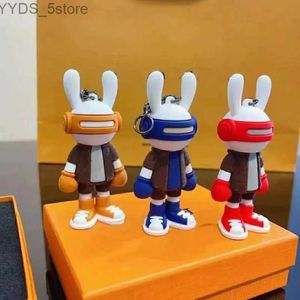 キーチェーンストラップキーチェーンストラップ品質デザイナーキーリングウサギバックルハンドメイドレザーキーチェーンアクセサリー240303