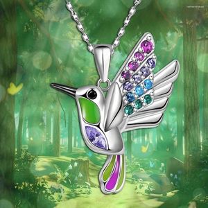Hänge halsband vackra mode färgglada ädelsten kolibri halsband charm kvinnor smycken djur perfekt gåva för flickor