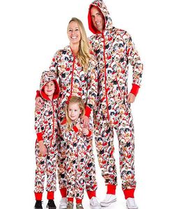 Family Christmas Matching Pajamas Mom Dad And Kids Sleepwear Family Matching Hooded Jumpsuits Christmas Fortune Cat Printed Family2554287