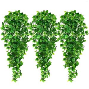 Decorative Flowers 2Pcs Hanging Artificial In Baskets Simulated Green Leaves Wall Home Indoor Outdoor Crafts