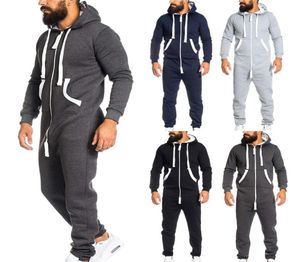 Men039s moletom com capuz masculino bodysuit outono inverno cor combinando manga comprida suéter com capuz zíper adulto onesie combin7638621