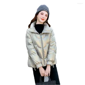 Women's Down Glossy Cotton Coat Women 2024 Winter Plus Size Loose Parkas Jacket Pink Gold Blue Thick Warm Short N1534
