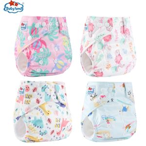 Babyland 4 unidades / conjunto Fraldas de Pano Conchas para Bebês Ajustáveis Reutilizáveis Pano Fralda de Pano Capas de Fraldas para Bebês 3-15KG 240229