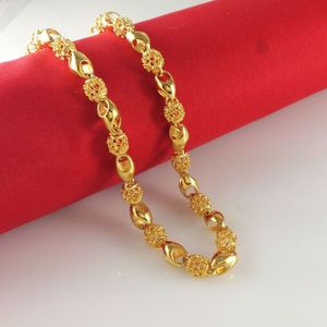 Цельное мужское ожерелье из желтого золота 18 карат с наполнителем 24, цепочка Figaro 6, ширина 5 мм, 30 г, мужские GF Jewelry261D