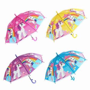 Children039s Cartoon Transparent Umbrella EVA Straight Long Handle Windproof Rain Car Guarda-chuvas Kid Girls Sun Protection Portab5714653