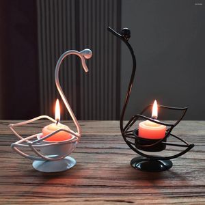 Candle Holders Luxury Metal Swan Holder Modern Tea Light Ornaments Candlestick For Home Table Centerpiece Party Decoration